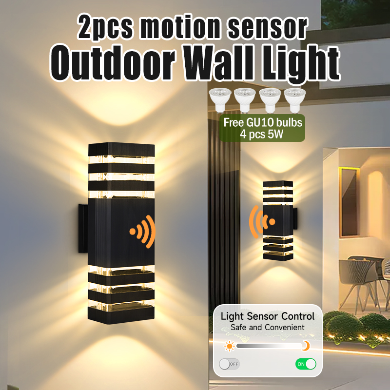 Outdoor Power Outlet Weatherproof - مصباح جداري خارجي بمستشعر حركة، إضاءة
