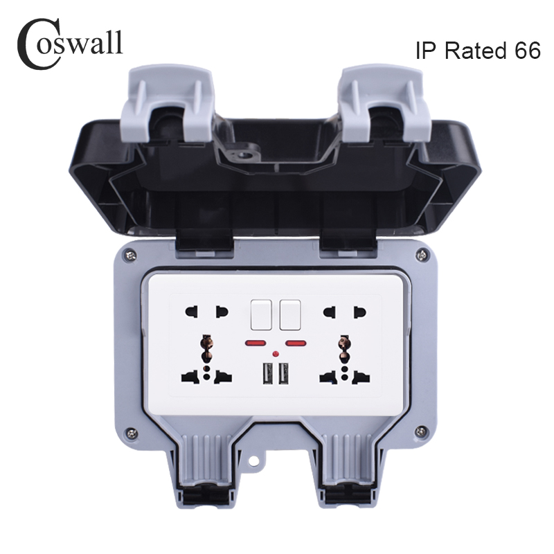 Outdoor Power Outlet Weatherproof - Coswall-مقبس حائط مقاوم للماء IP66 ،