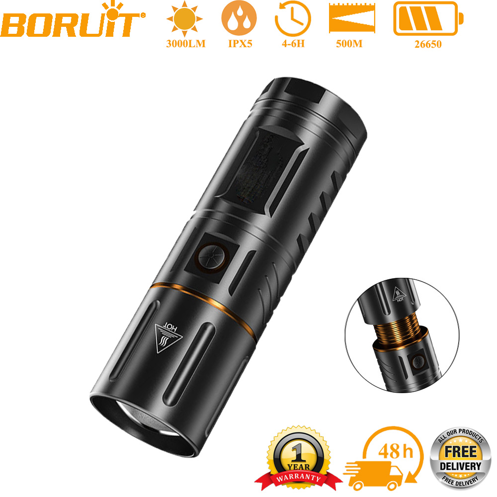 Outdoor Power Usb - مصباح يدوي BORUiT فائق السطوع بقوة
