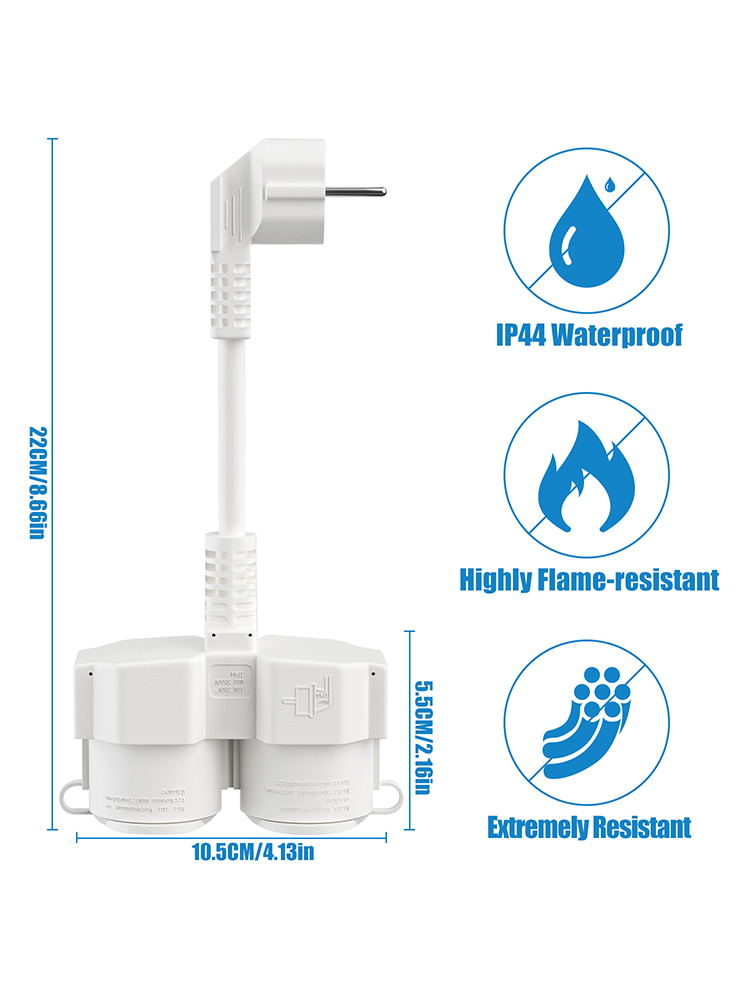 كابل تمديد أوروبي مع مقبسين شو - مراجعة Outdoor Power Socket Cover وسعره