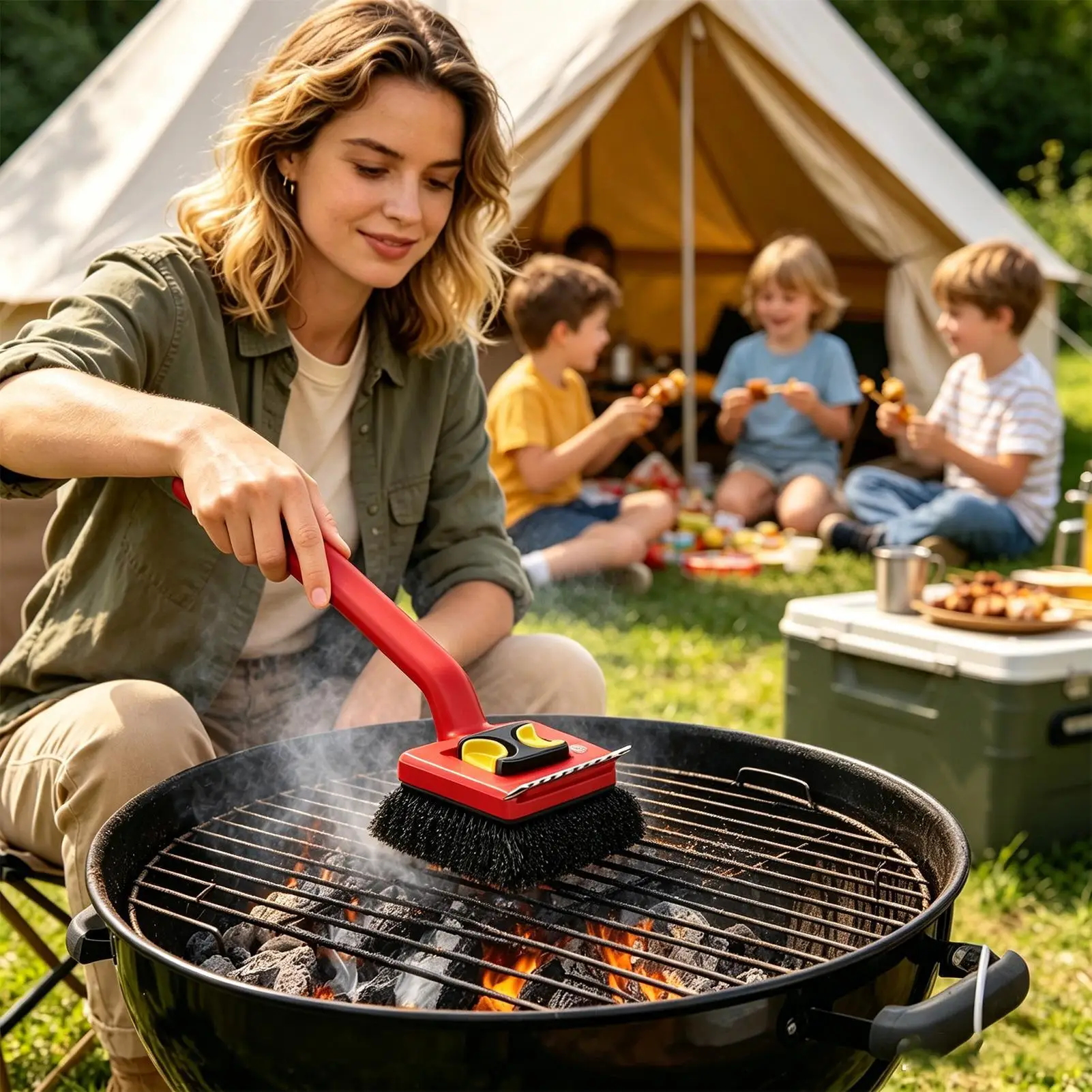 فرشاة شواء كهربائية بمقبض طويل - مراجعة Outdoor Power Grill وسعره