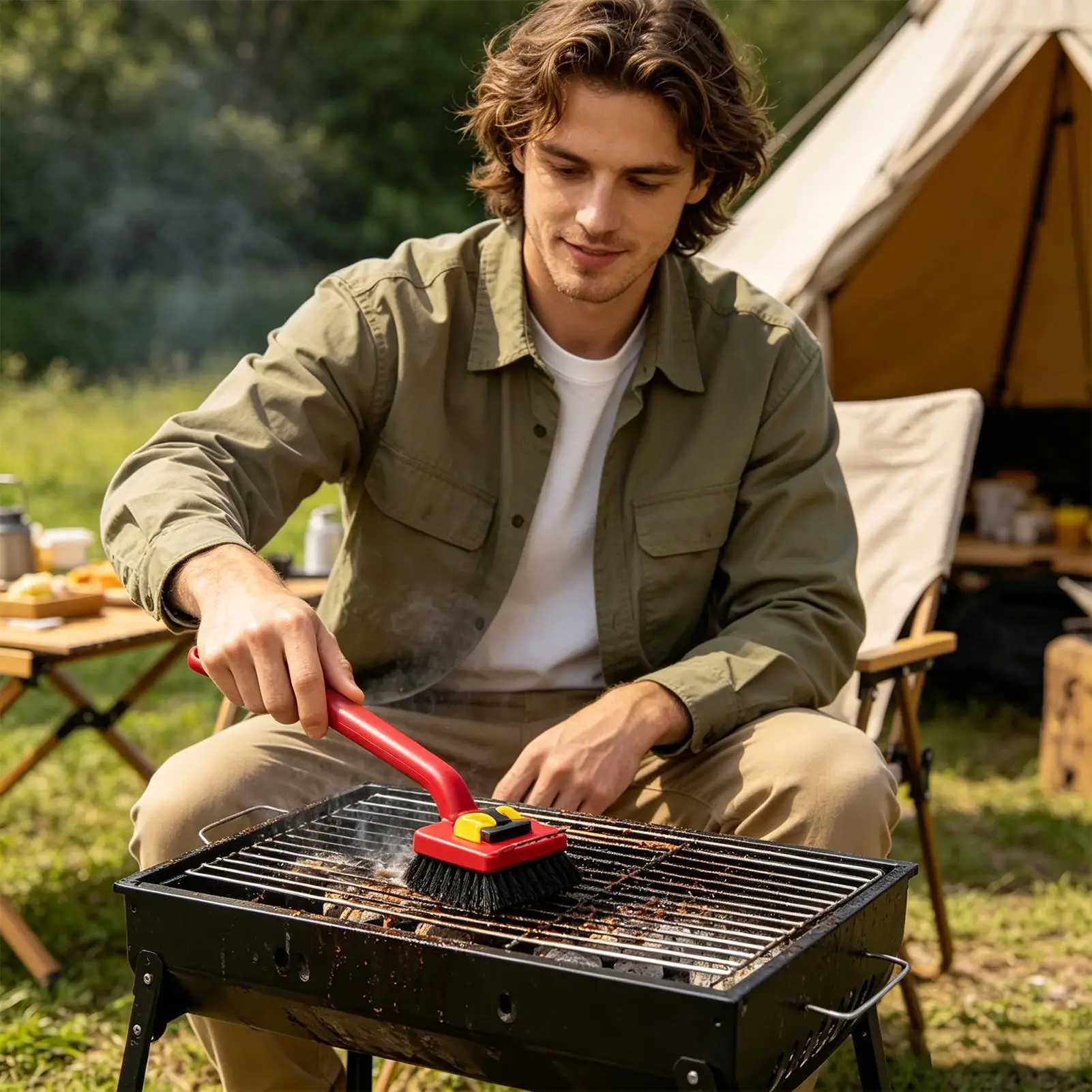 فرشاة شواء كهربائية بمقبض طويل - مراجعة Outdoor Power Grill وسعره