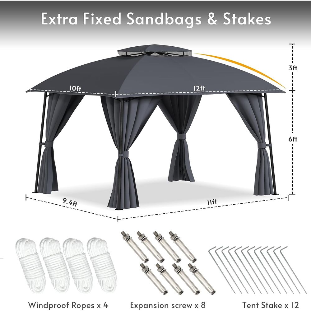 جازيبو خارجي 1012 مع إضاءة LED - مراجعة Outdoor Power For Gazebo وسعره