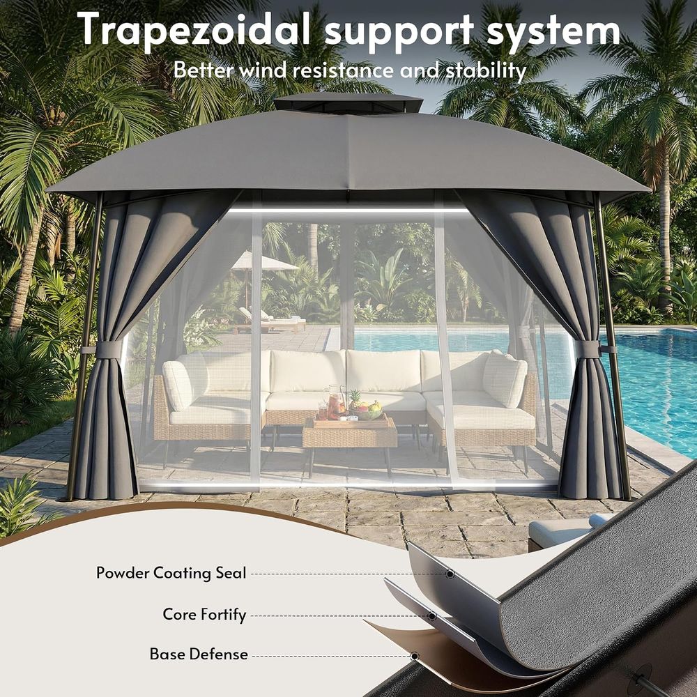 جازيبو خارجي 1012 مع إضاءة LED - مراجعة Outdoor Power For Gazebo وسعره