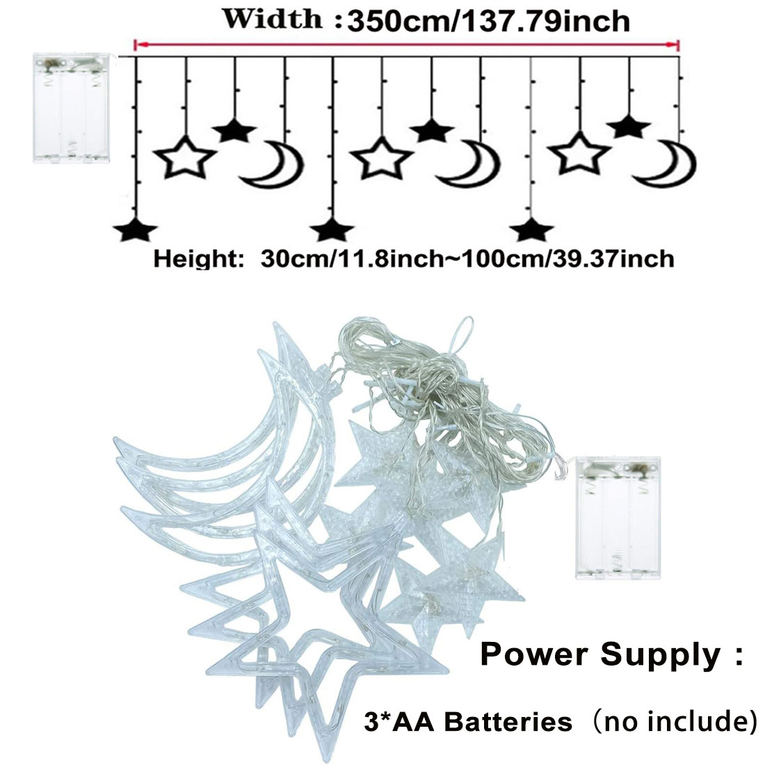 3.5 متر نجمة القمر LED الستار  - مراجعة Outdoor Power For Xmas Lights وسعره