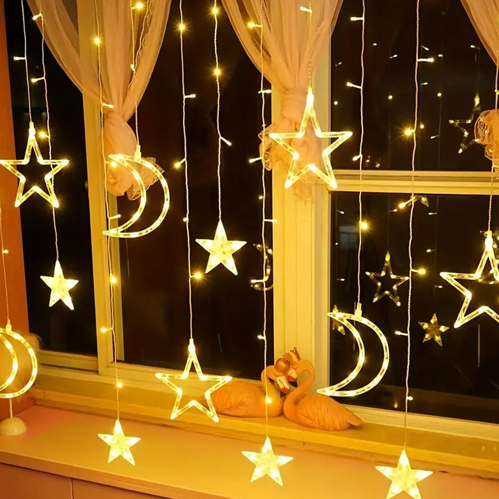 3.5 متر نجمة القمر LED الستار  - مراجعة Outdoor Power For Xmas Lights وسعره