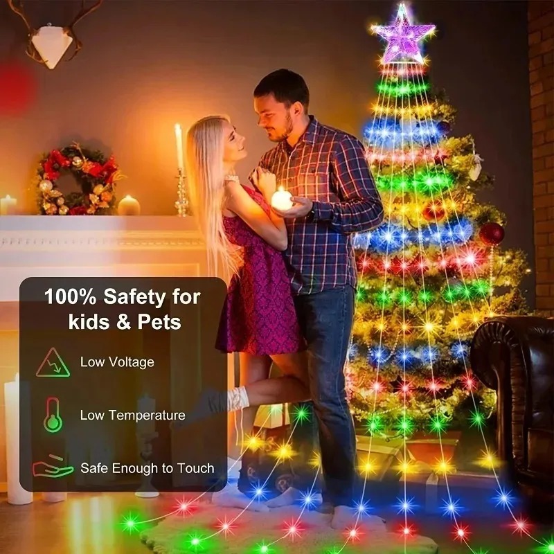أضواء نجمية متدفقة تعمل بالطاق - مراجعة Outdoor Power For Xmas Lights وسعره