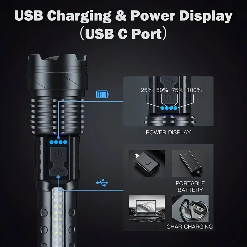 مصباح يدوي LED قوي مع شاشة عرض - مراجعة Outdoor Power Usb وسعره