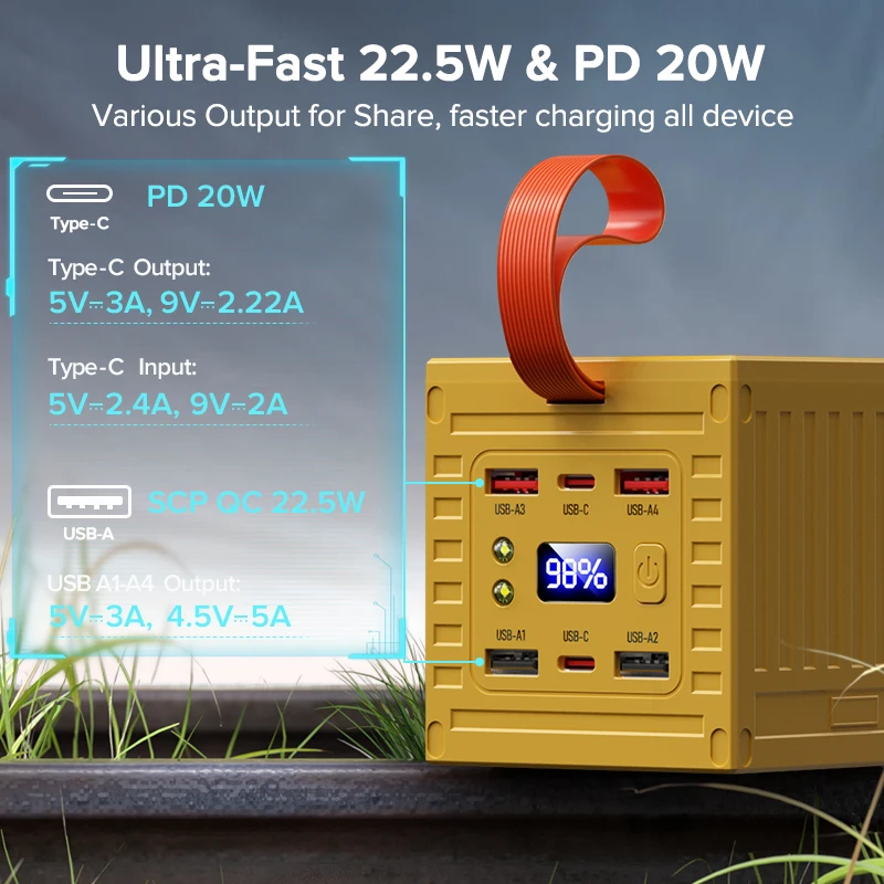 QOOVI 60000mAh قوة البنك 22.5W - مراجعة Outdoor Power Lead وسعره