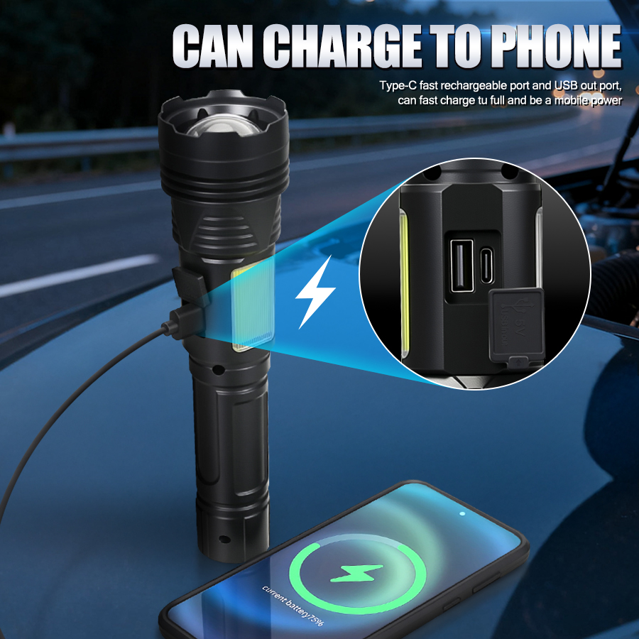 مصباح يدوي LED قوي قابل لإعادة - مراجعة Outdoor Power Usb وسعره
